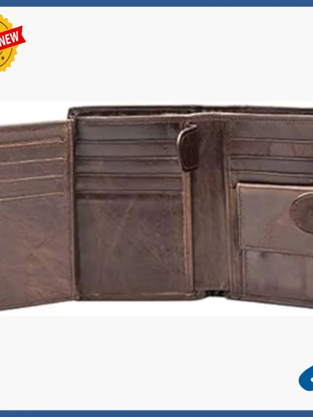 Large RFID Blocking Genuine Leather Trifold Wallet with Snap Closure